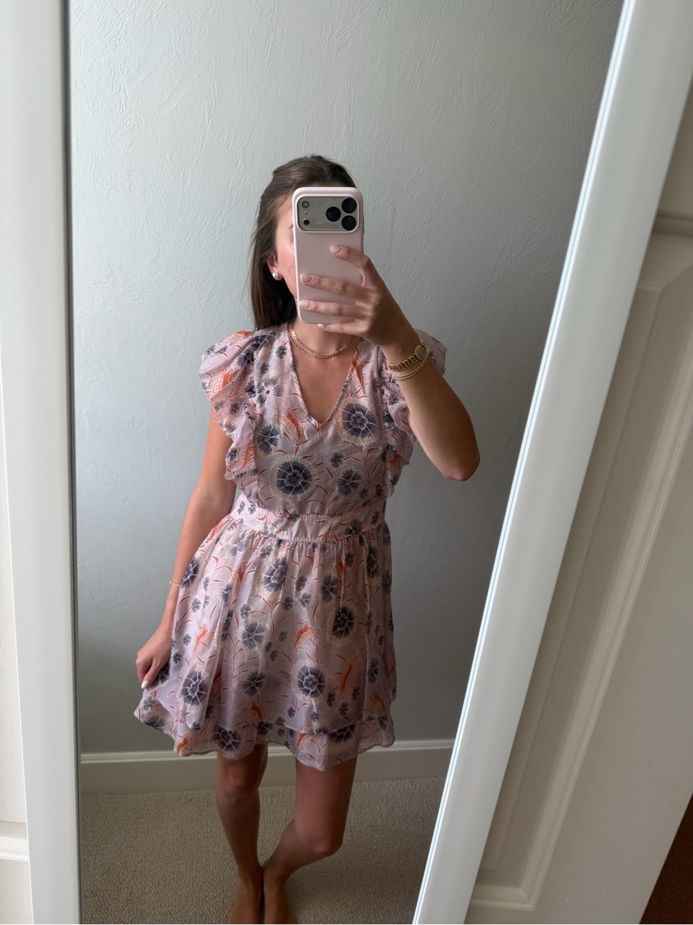 Current Air Pink Floral Trim Mini Dress